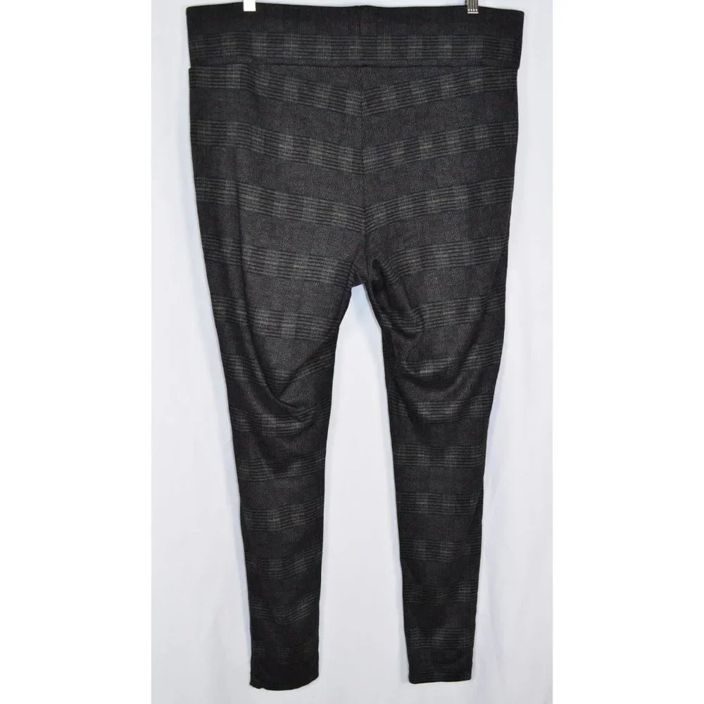 Tahari Hi-Rise Plaid Pull-On Tapered Pants Gray/Black Size XXl